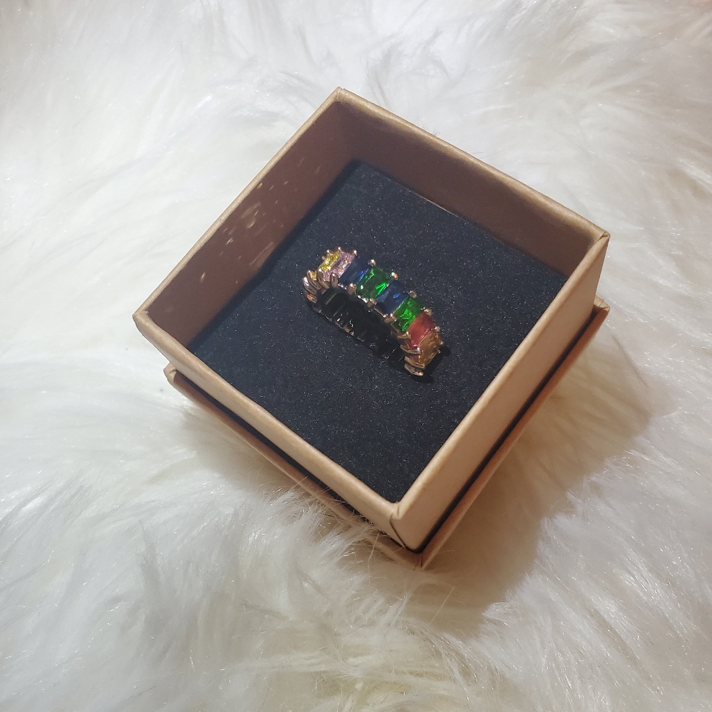 Eternity Ring In Gold W/ Rainbow Stones